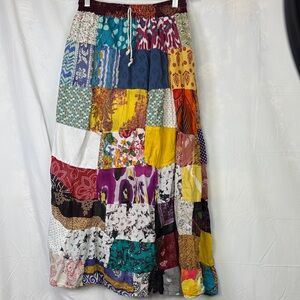 Vibrant Bohemian Patchwork Maxi Skirt